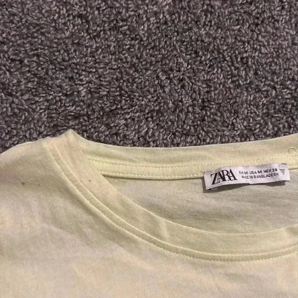 Zara Yellow Pure Cotton T-Shirt - Picture 5 of 5